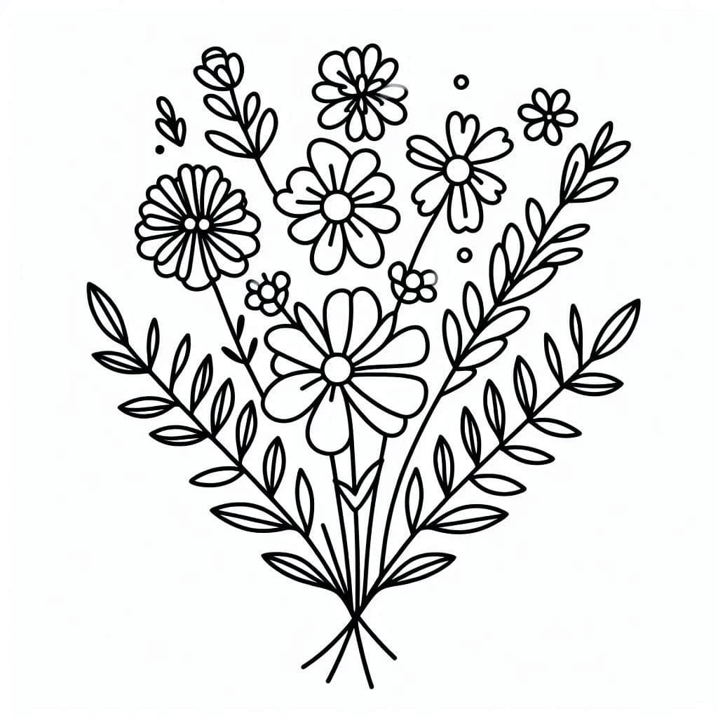 Blomsterbuket til børn Tegninger til Farvelægning