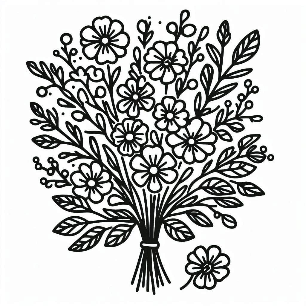 Blomsterbuket til udskrivning Tegninger til Farvelægning