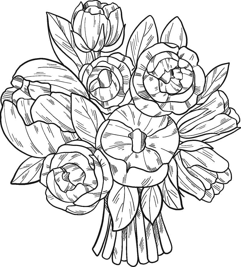 Gratis blomsterbuket til print Tegninger til Farvelægning