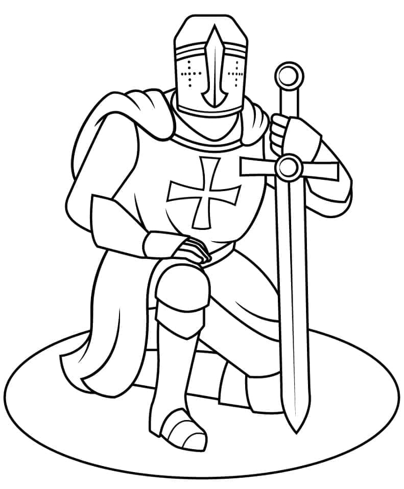 Knælende Ridder Tegninger til Farvelægning