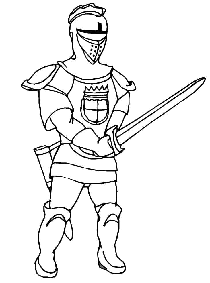 Knight er klar til at kæmpe Tegninger til Farvelægning