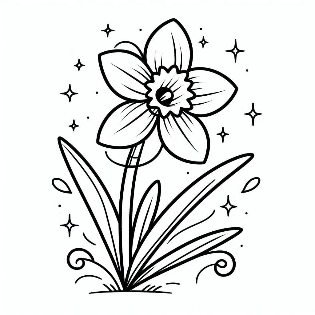 Påskeliljer fine Tegninger til Farvelægning