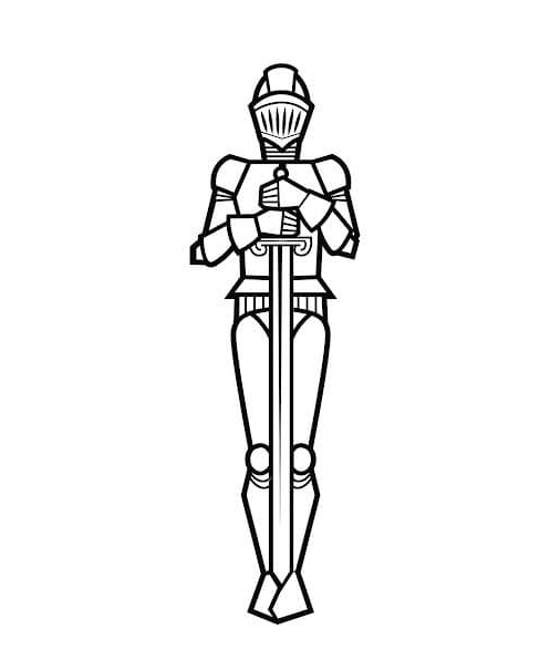 Ridder holder sværd gratis Tegninger til Farvelægning