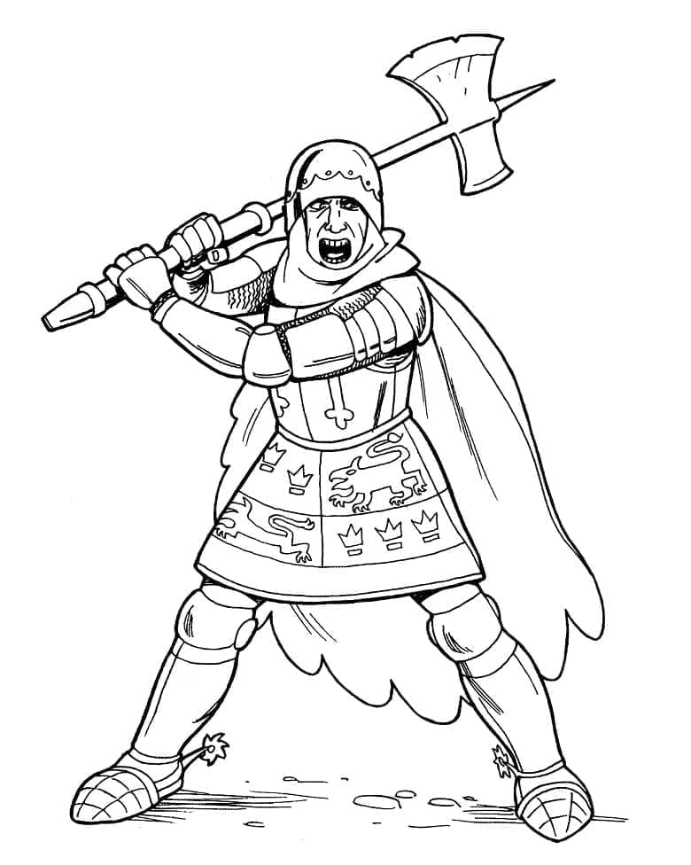 Ridder skriger Tegninger til Farvelægning