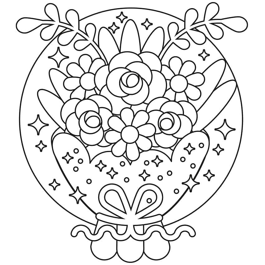 Simpel blomsterbuket Tegninger til Farvelægning