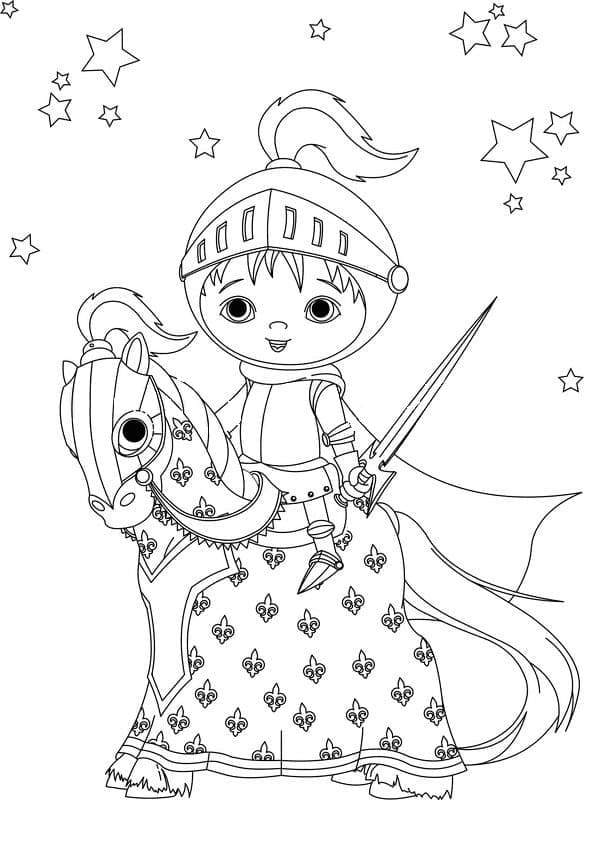 Sød lille ridder Tegninger til Farvelægning