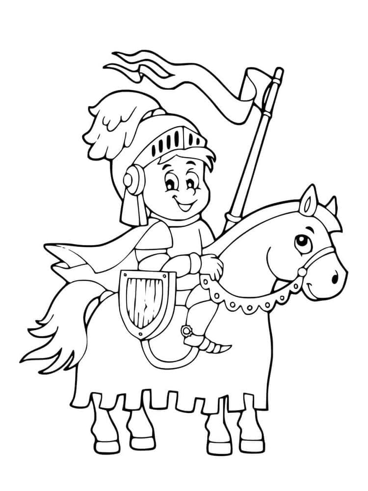 Sød ridder er ridehest Tegninger til Farvelægning