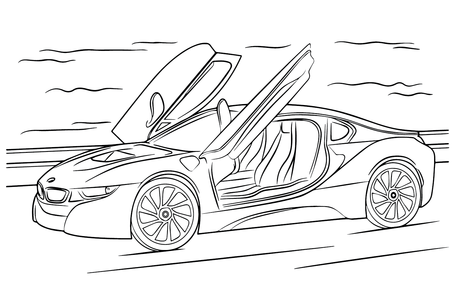 2015 BMW i8 Tegninger til Farvelægning