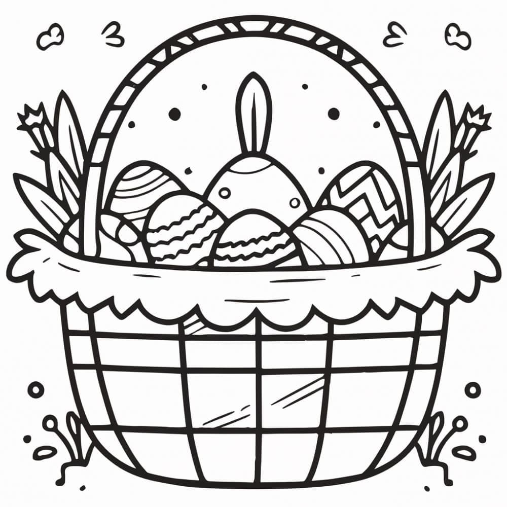 Billede af påskekurv Tegninger til Farvelægning