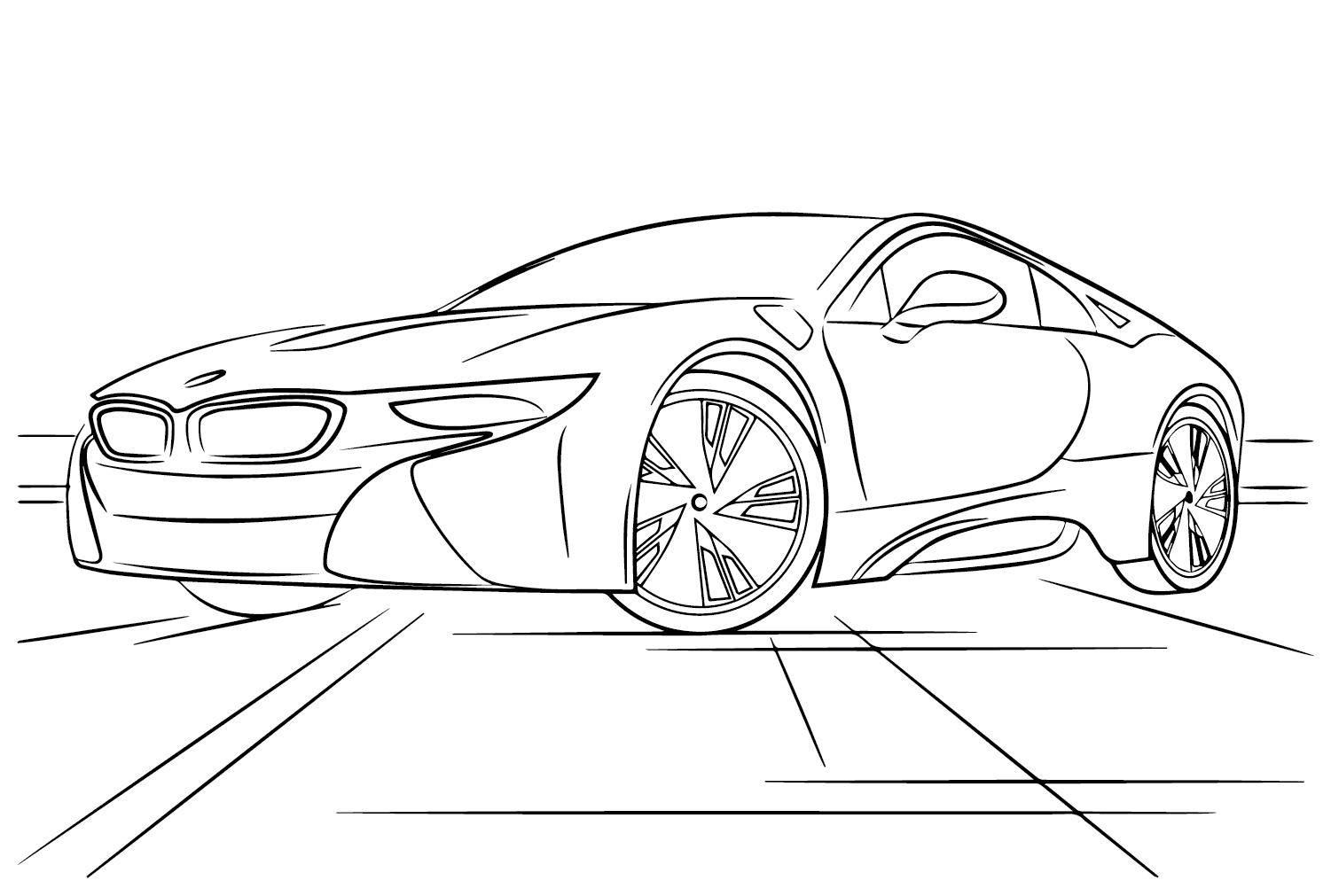 BMW i8 Tegninger til Farvelægning