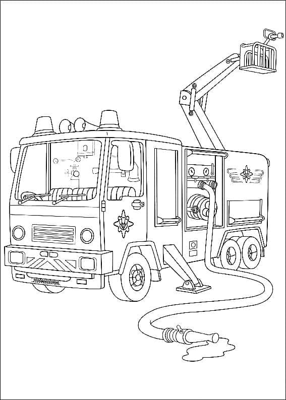 Brandbil i Brandmand Sam Tegninger til Farvelægning