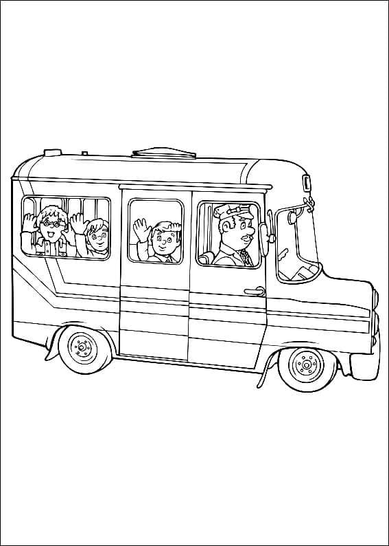 Brandmand Sam skolebus Tegninger til Farvelægning