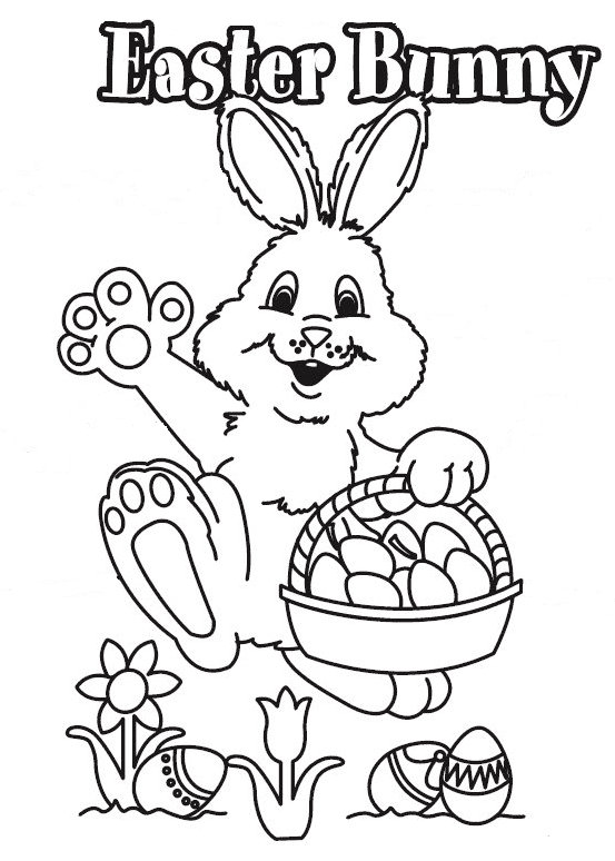 Dejlig kanin med kurv påskeæg Tegninger til Farvelægning