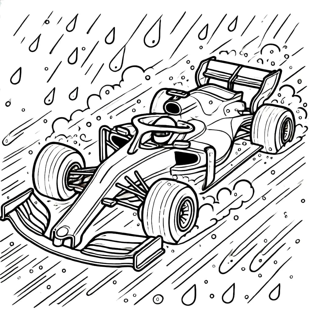 Formel 1 i regnvejr Tegninger til Farvelægning