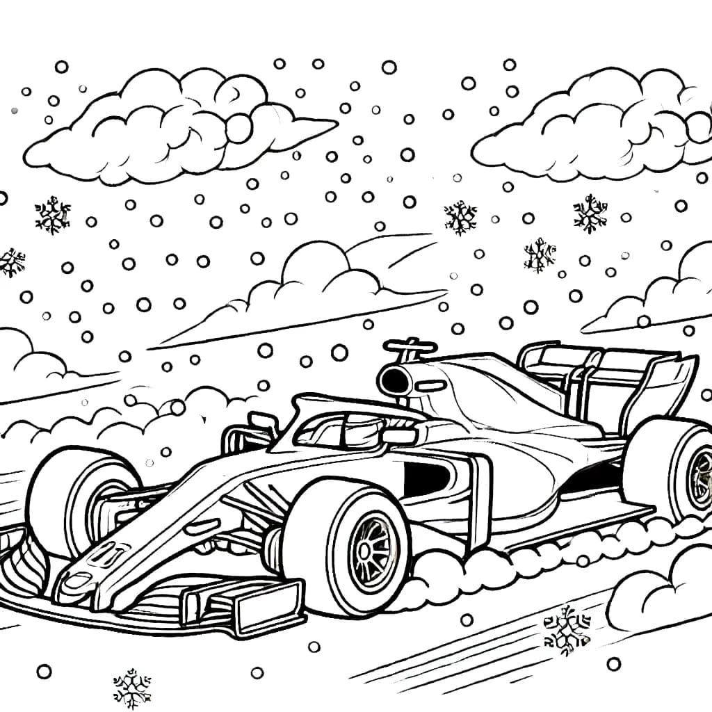 Formel 1 i regnvejr gratis Tegninger til Farvelægning