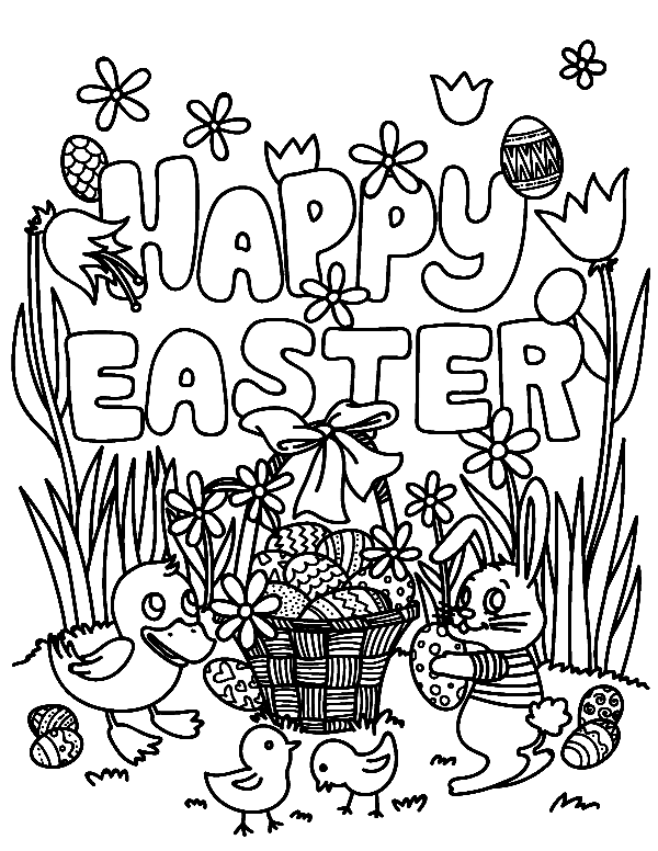 Glædelig påske dyr Tegninger til Farvelægning