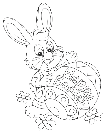 Glædelig påske med kaninen Tegninger til Farvelægning