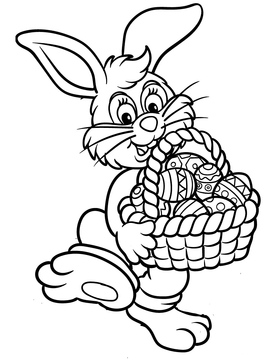 Kanin holder en kurv påskeæg Tegninger til Farvelægning