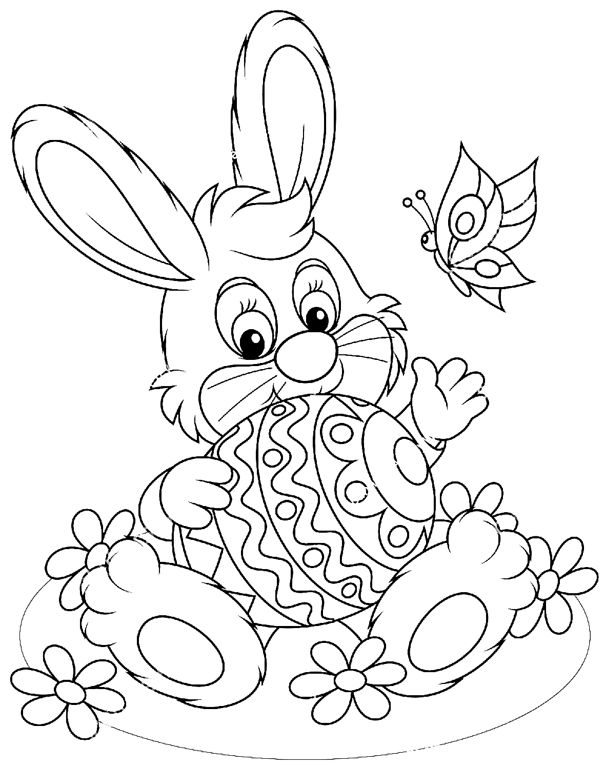 Kanin med sommerfugle Tegninger til Farvelægning
