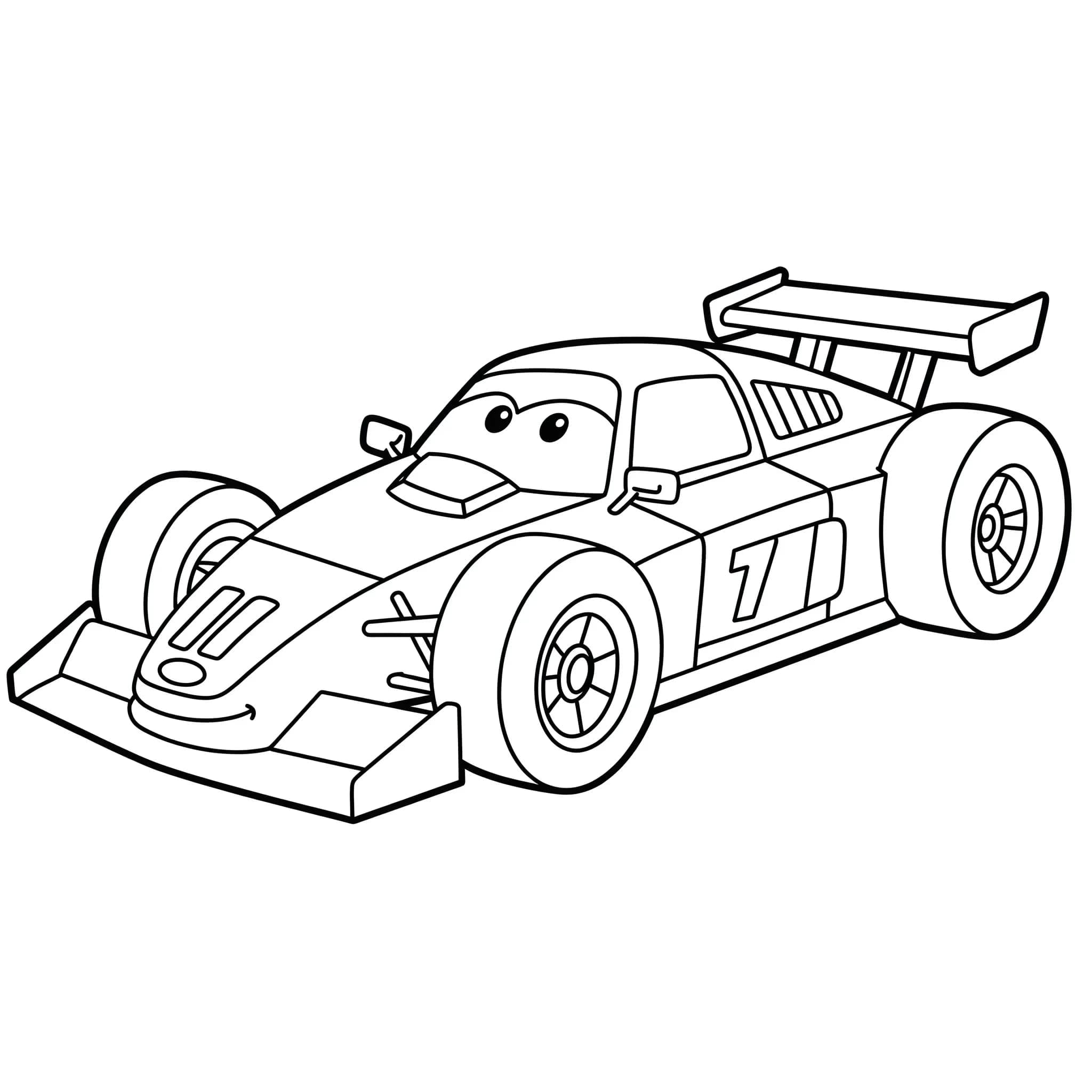 Nærbillede af racerbil Tegninger til Farvelægning