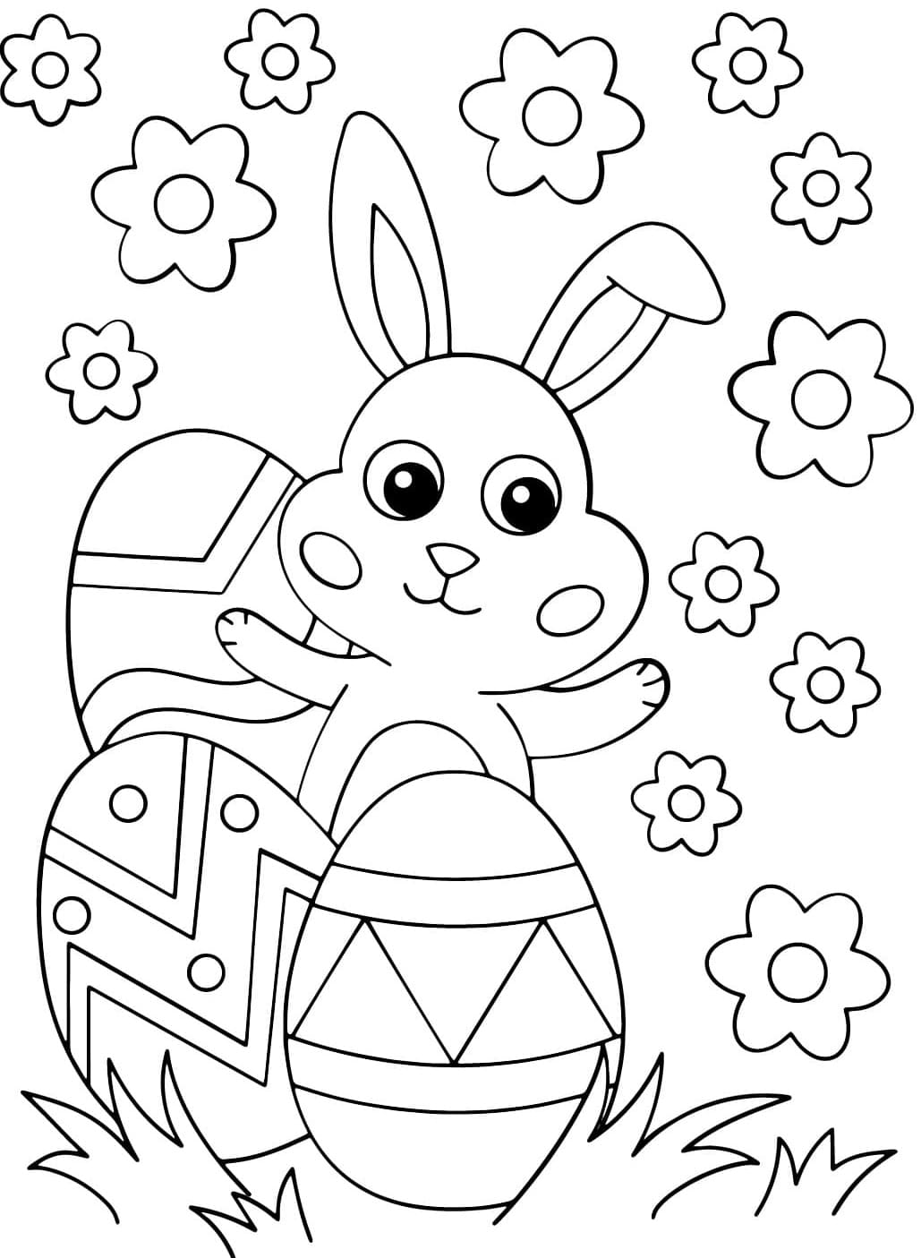 Påskeæg og kanin Tegninger til Farvelægning