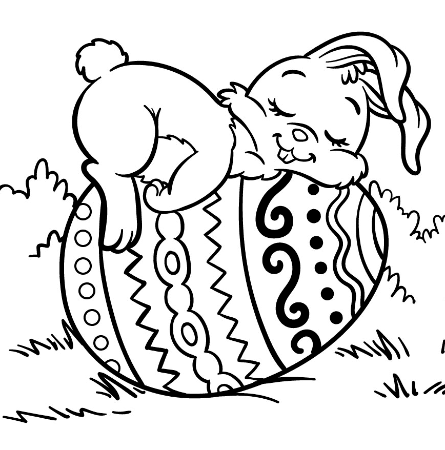 Påskehare hviler på et æg Tegninger til Farvelægning