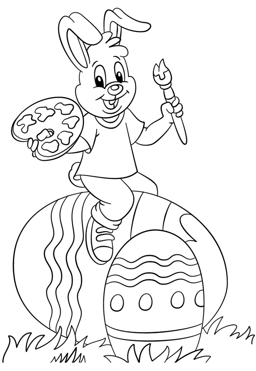 Påskehare maler påskeæg Tegninger til Farvelægning