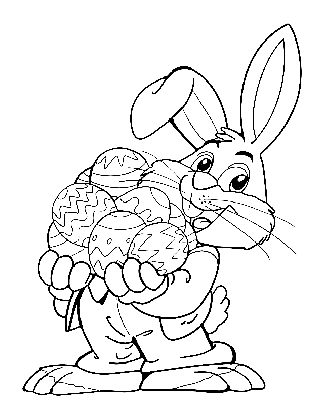 Påskehare med æg Tegninger til Farvelægning