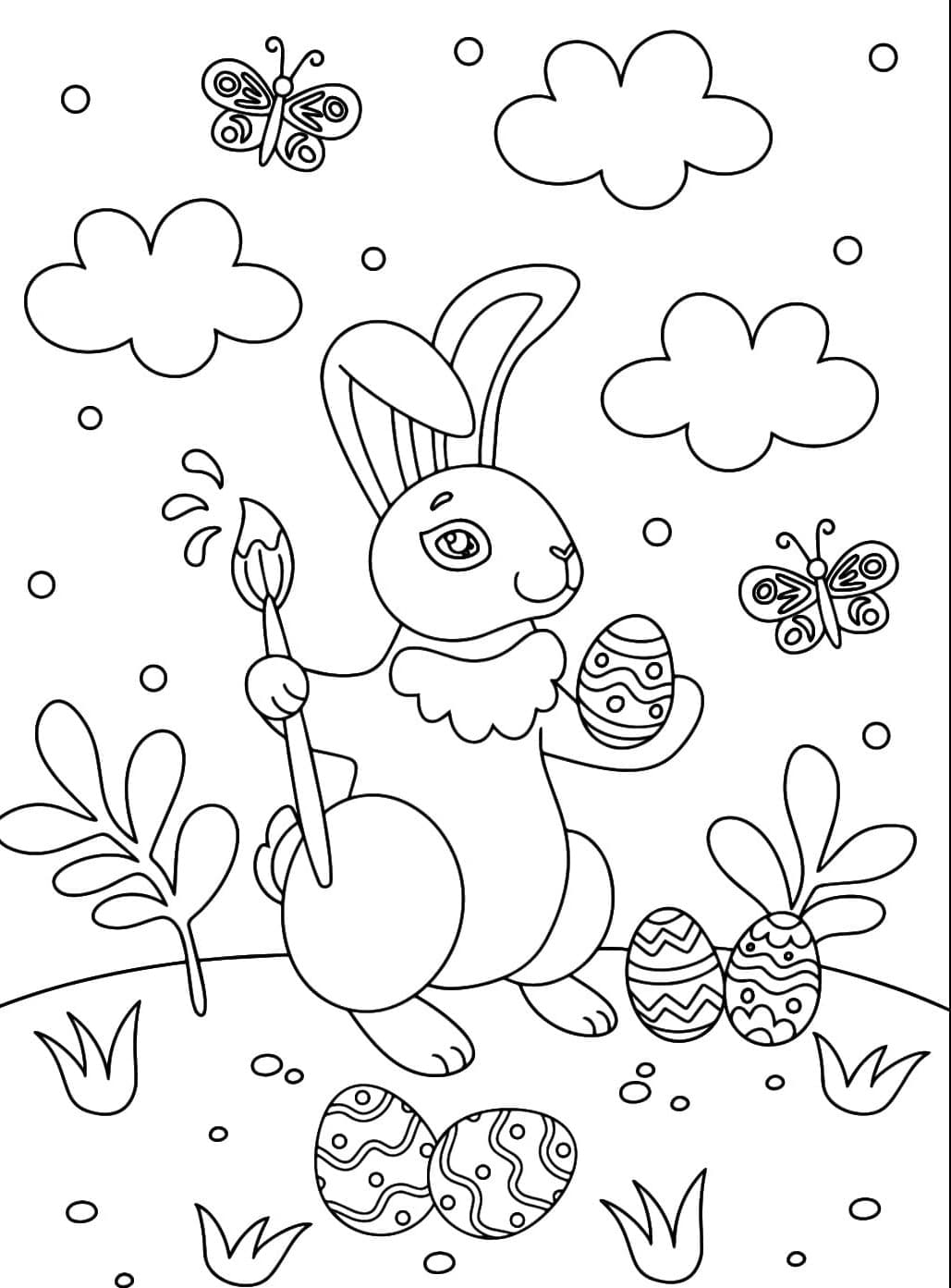 Påskehare til download Tegninger til Farvelægning