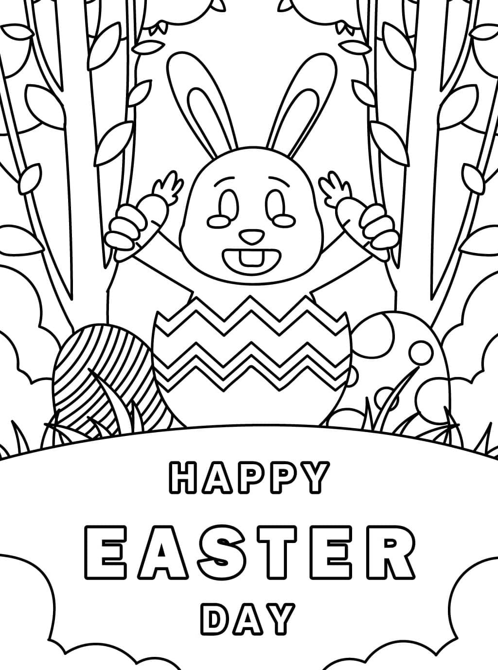 Påskeharekort Tegninger til Farvelægning