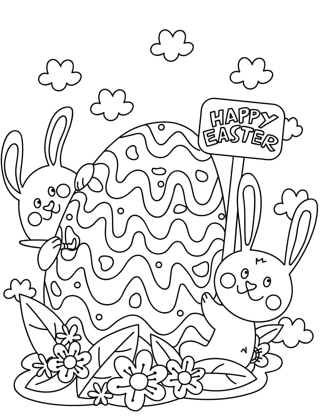 Tegning af påskehare Tegninger til Farvelægning