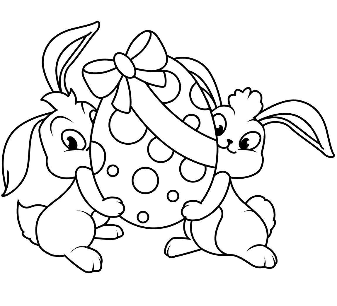 To påskeharer med æg Tegninger til Farvelægning