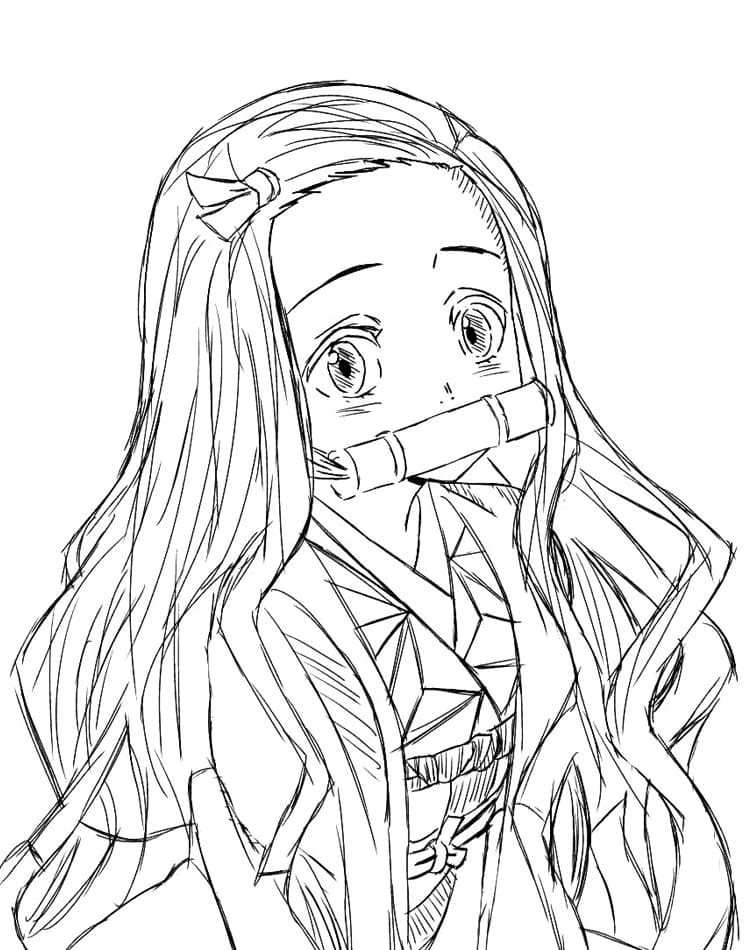 Anime Nezuko Kamado Tegninger til Farvelægning