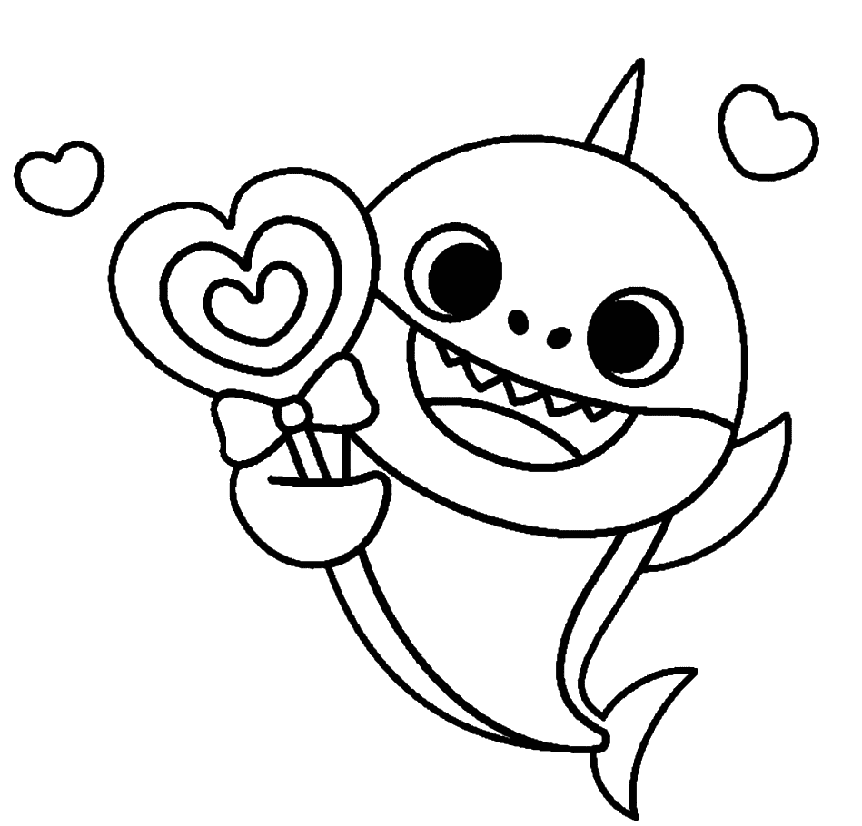 Baby Shark med slik Tegninger til Farvelægning