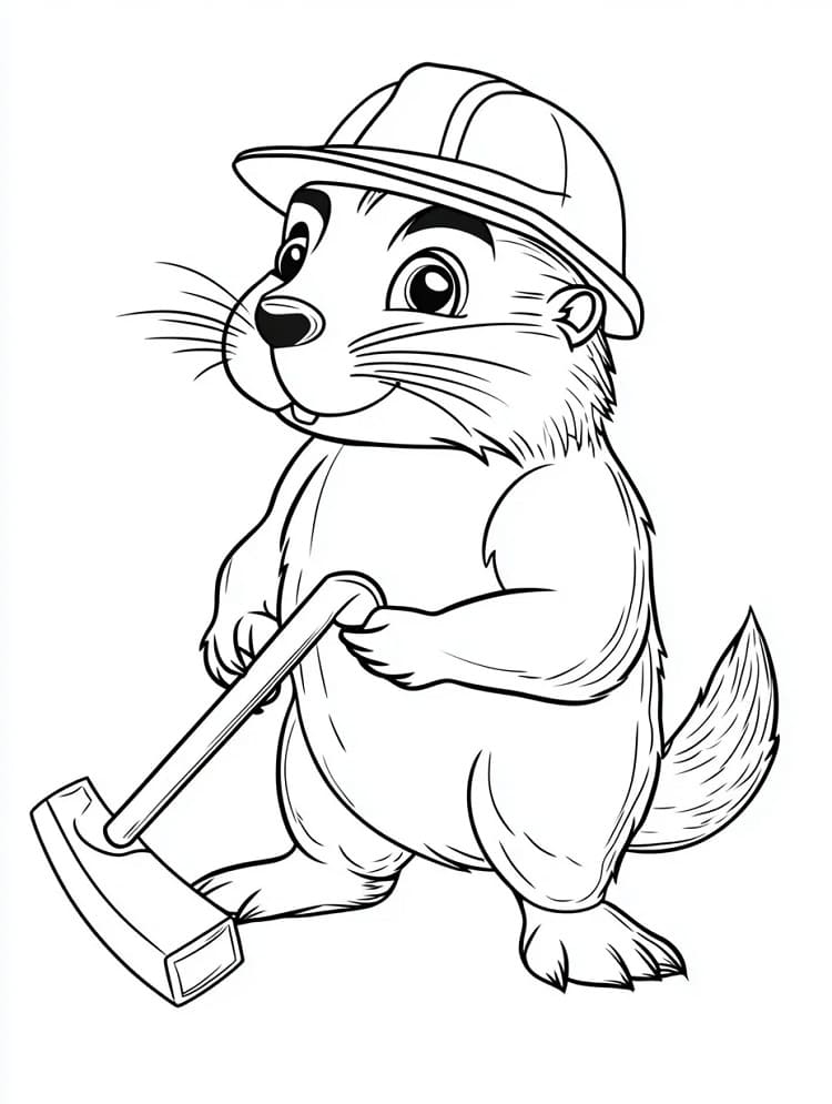 Bæver arbejder Tegninger til Farvelægning