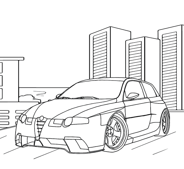 Biler Alfa Romeo Tegninger til Farvelægning