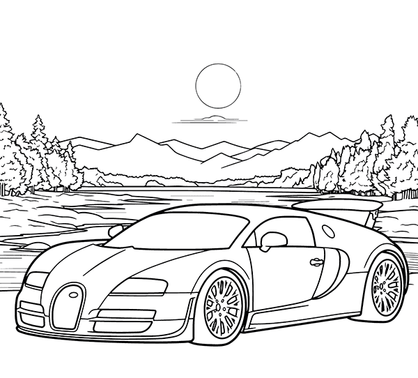 Biler Bugatti Tegninger til Farvelægning