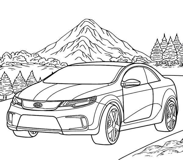 Biler Kia Tegninger til Farvelægning