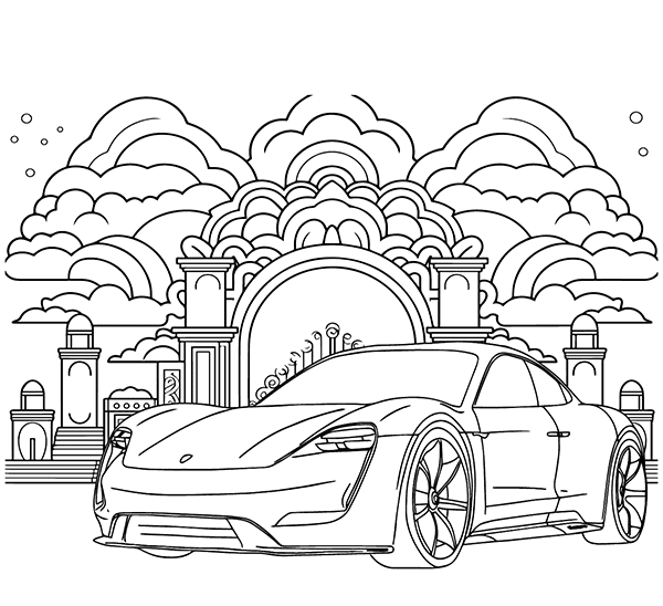 Biler Porsche Tegninger til Farvelægning