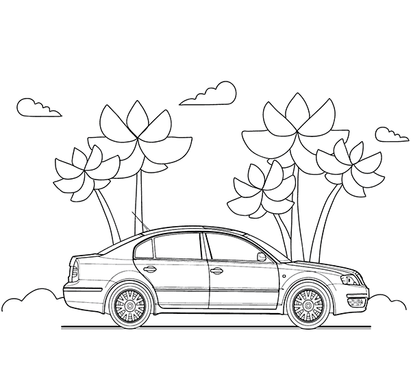 Biler Skoda Tegninger til Farvelægning