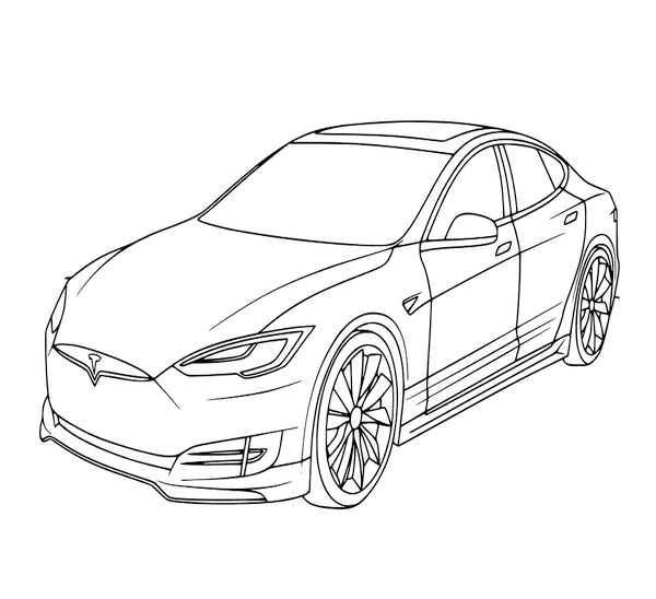 Biler Tesla Tegninger til Farvelægning