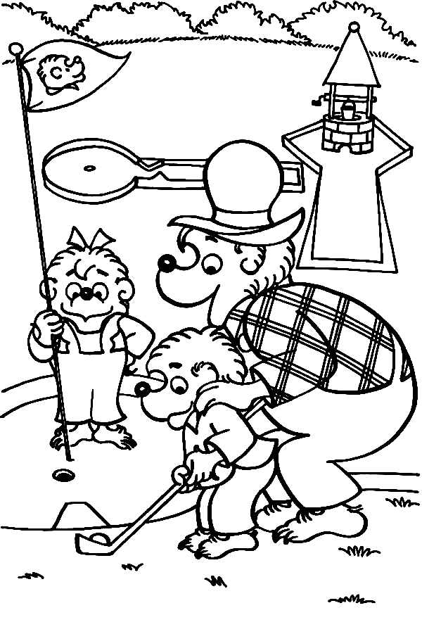 Bjørner spiller golf Tegninger til Farvelægning