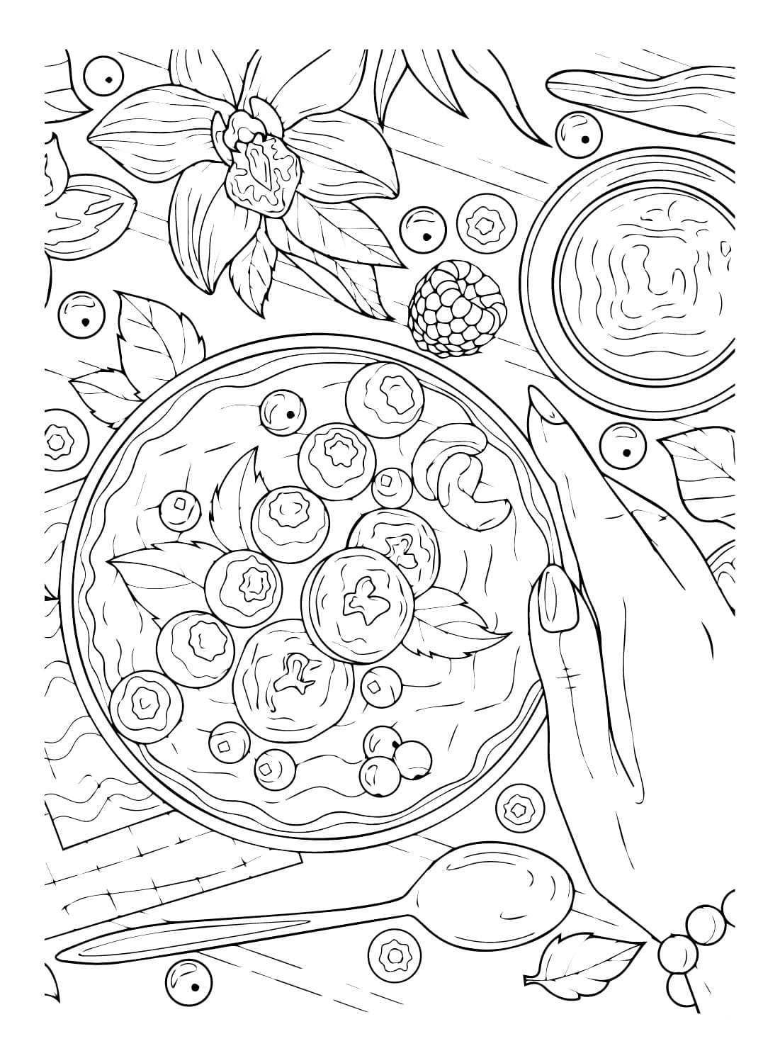 Blåbærtærte Tegninger til Farvelægning