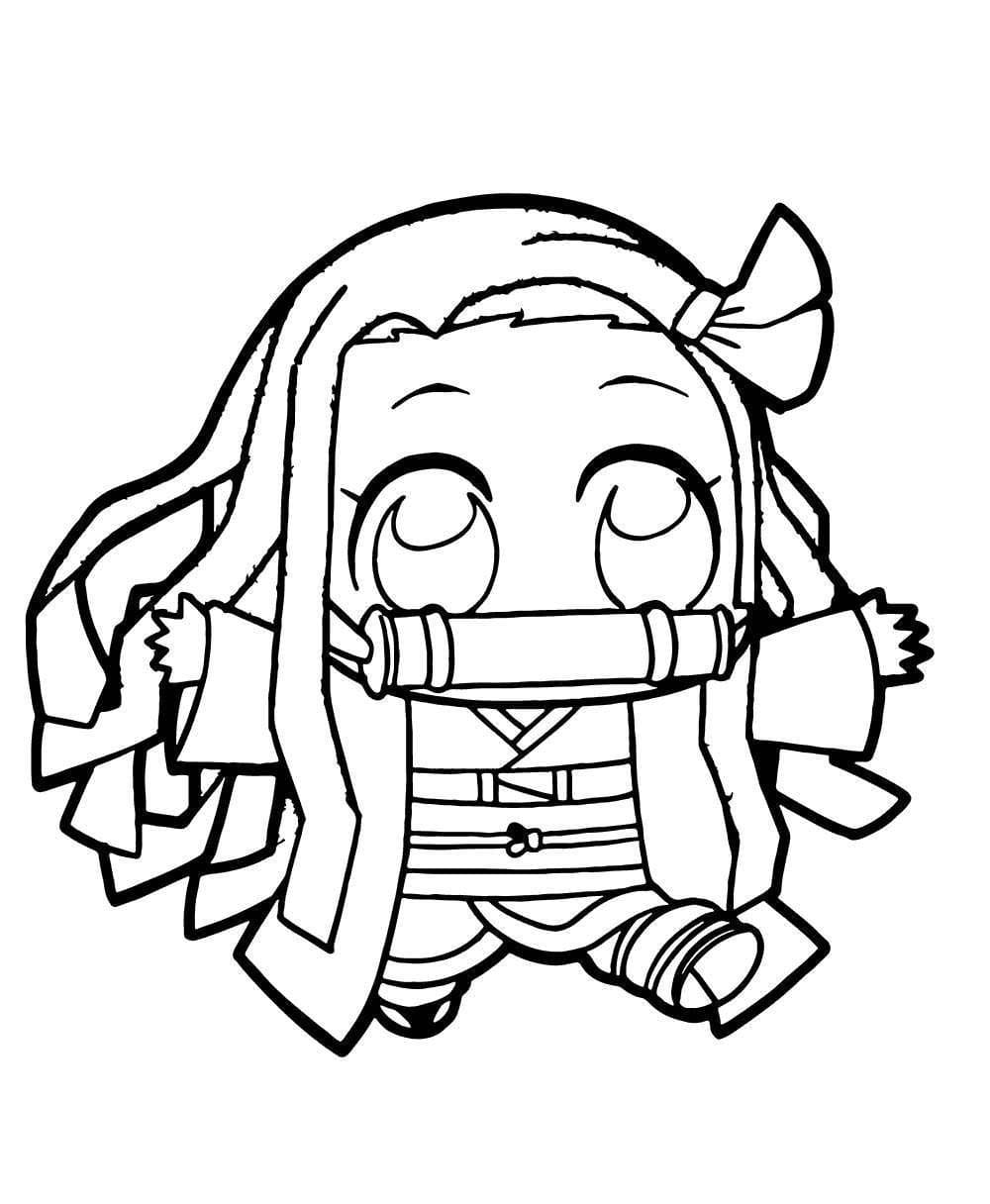 Chibi Nezuko gratis Tegninger til Farvelægning