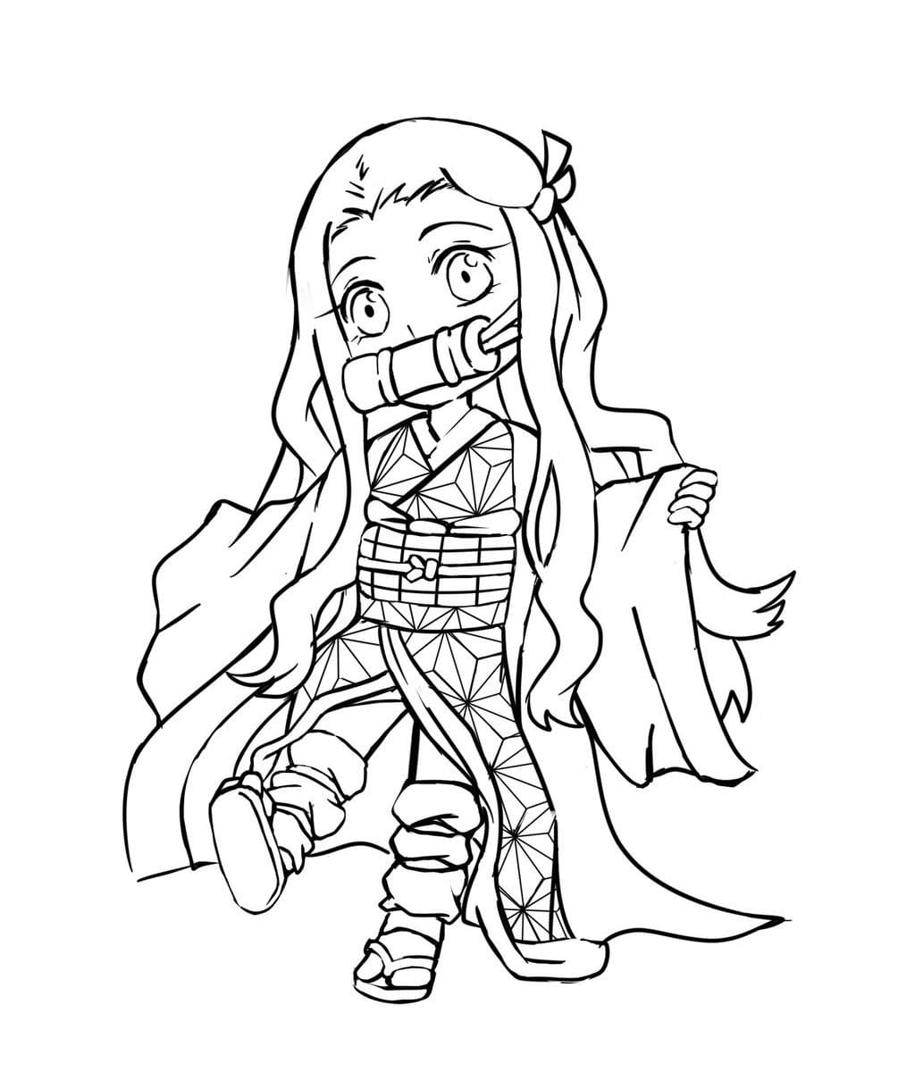 Demon Slayer Nezuko Tegninger til Farvelægning