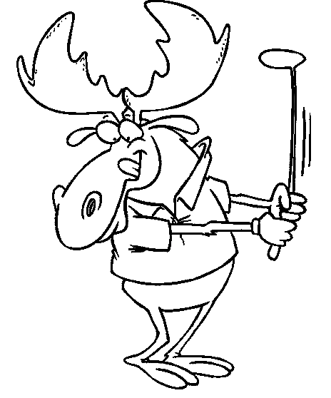 Elg spiller golf Tegninger til Farvelægning