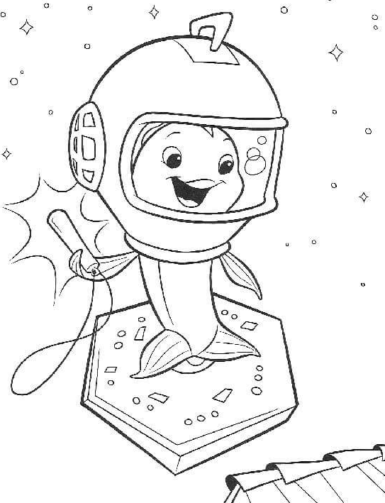 Fisk op af vandet i kosmos Tegninger til Farvelægning