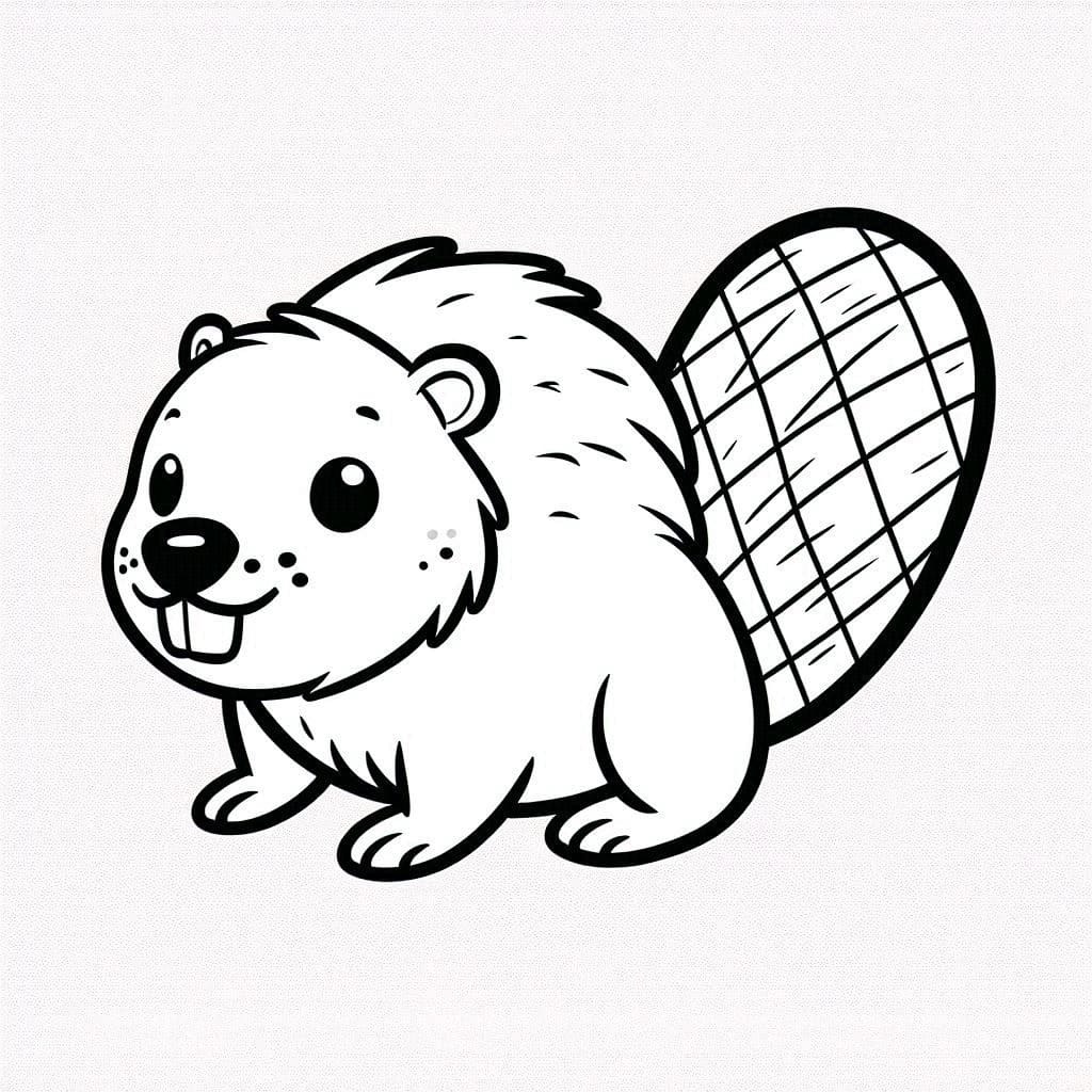 Glad bæver Tegninger til Farvelægning