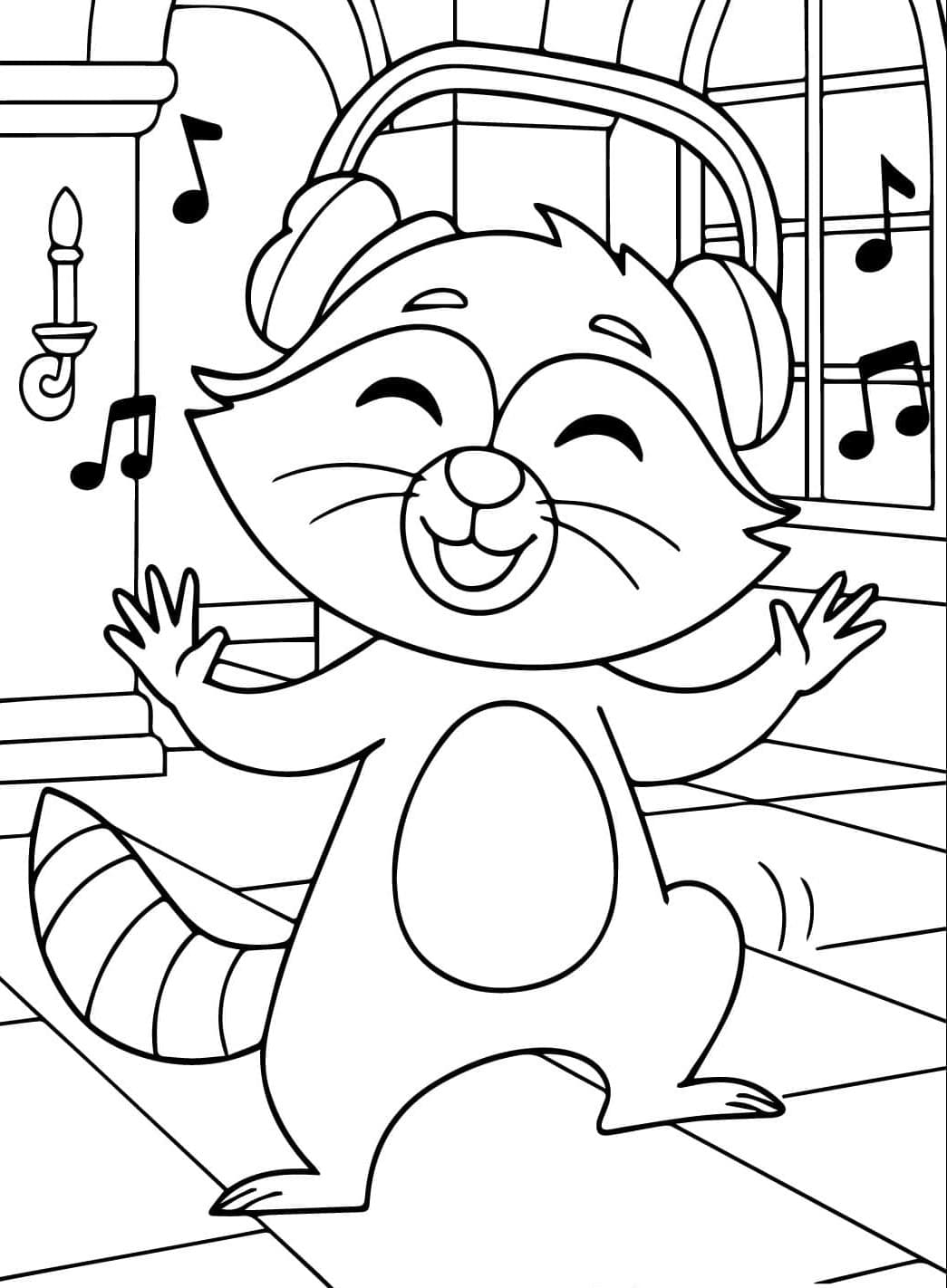 Glad vaskebjørndans Tegninger til Farvelægning