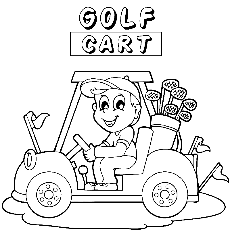 Golfvogn for barn Tegninger til Farvelægning